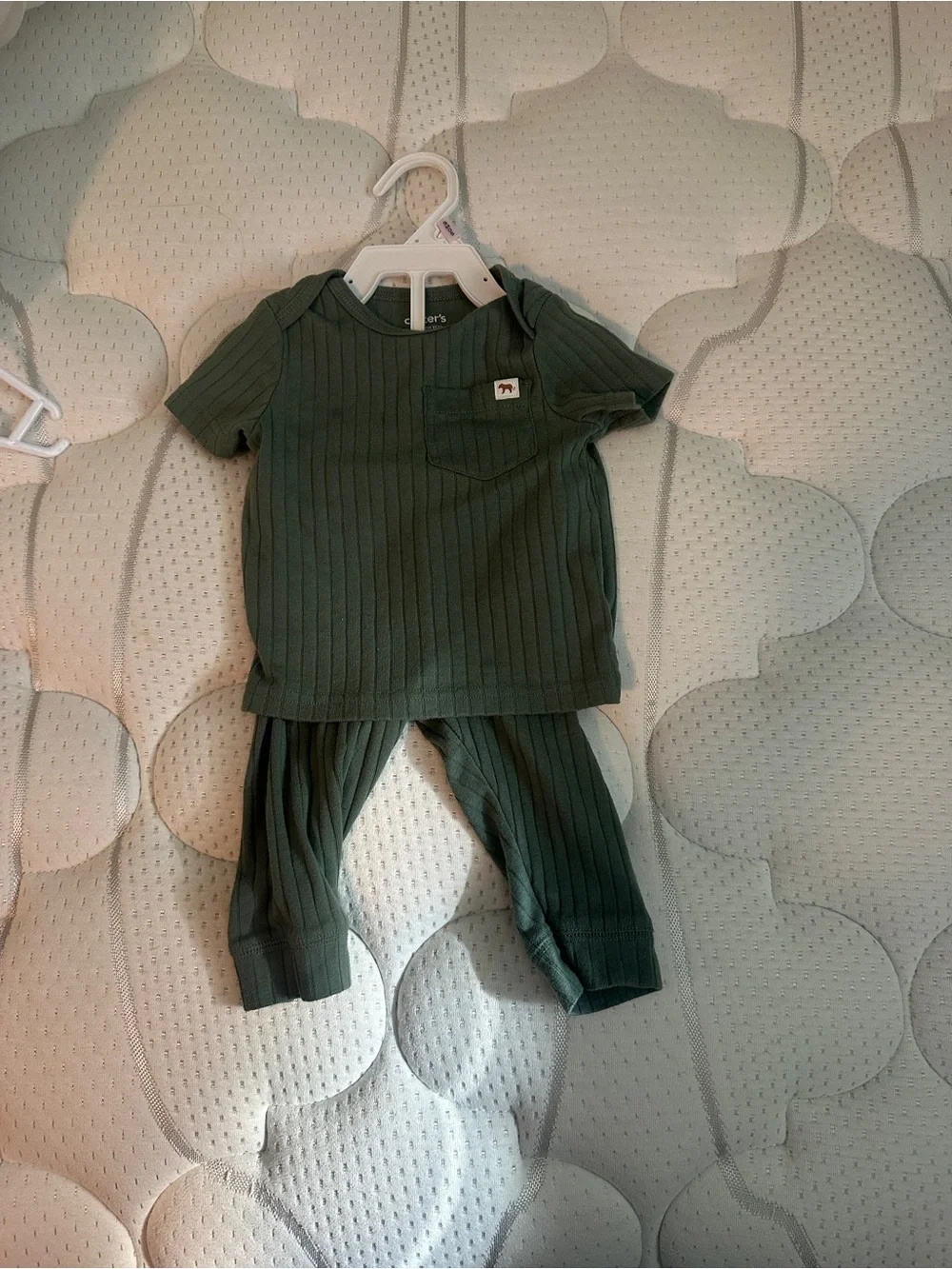 Carter's Navy and Cream Dinosaur Zip Footie Set